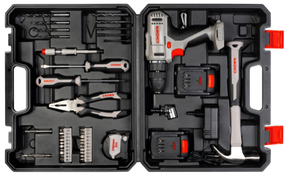 Power and hand tool set CROWN CK21-XA39, 39 pieces