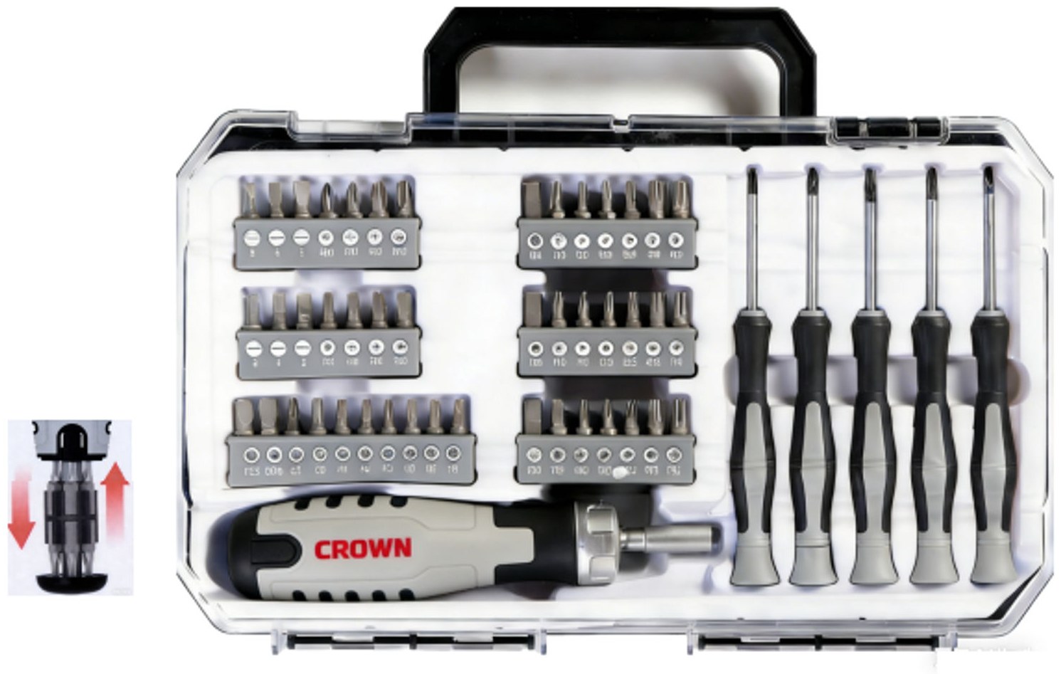 Ratchet screwdriver set CROWN CPHDS-BXA51, 3 pieces