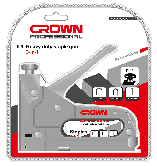 Степлер механічний 3-в-1 CROWN CPHGN-ST3B11, скоби/U-скоби/цвяхи 4-14 мм