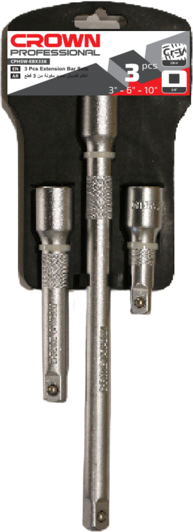 Набір подовжувачів CROWN CPHSW-EBX338, 3/8", 3/8" extension bar Size:3",6",10"