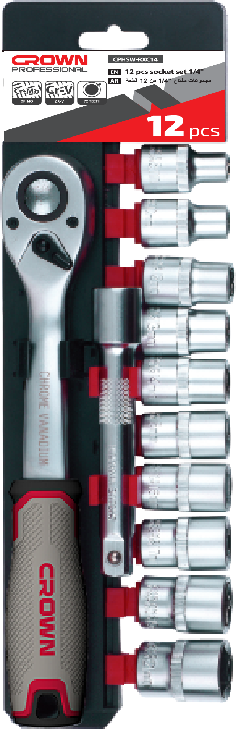 Набор торцевых головок CROWN CPHSW-RXC14, 12 шт, 1/4"