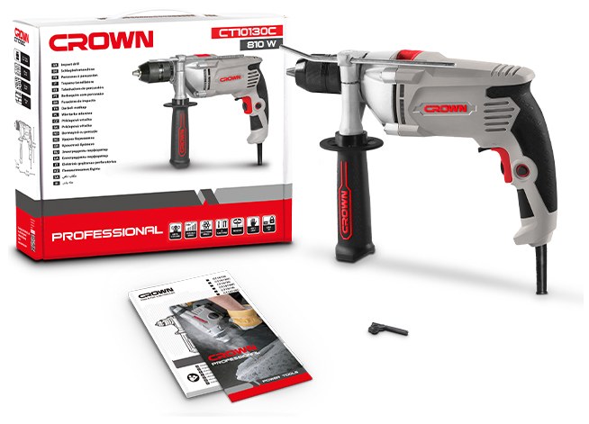 Ударний дриль CROWN CT10130C, 810 Вт, 13 мм