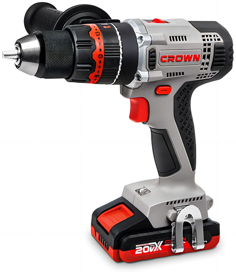 Акумуляторний ударний дриль-шуруповерт CROWN CT21075HMX-2 BMC, 2 акумулятори + зарядний пристрій