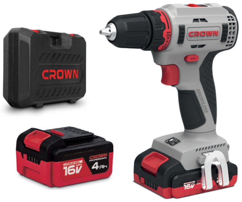 Акумуляторний безщітковий дриль-шуруповерт CROWN CT21092H-2 BMC, 2 акумулятори + зарядний пристрій