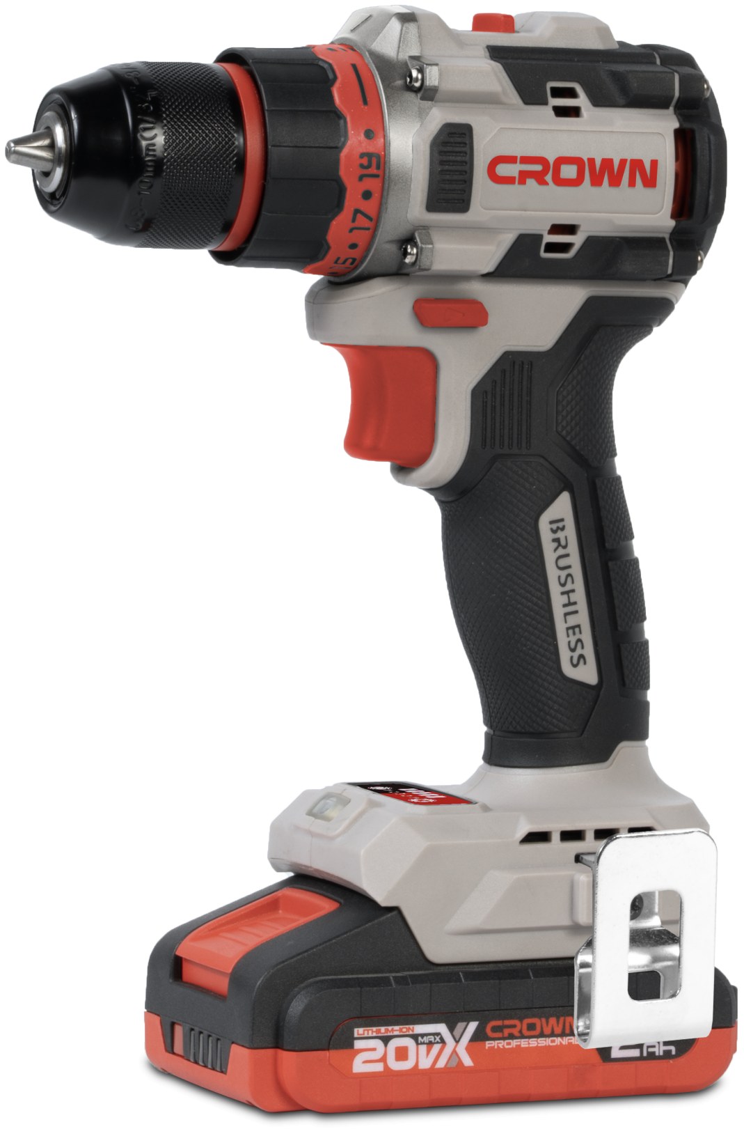 Акумуляторний дриль-шуруповерт CROWN CT21128HMX-2 BMC, 20 В, 2.0 А·год, 50 Н·м