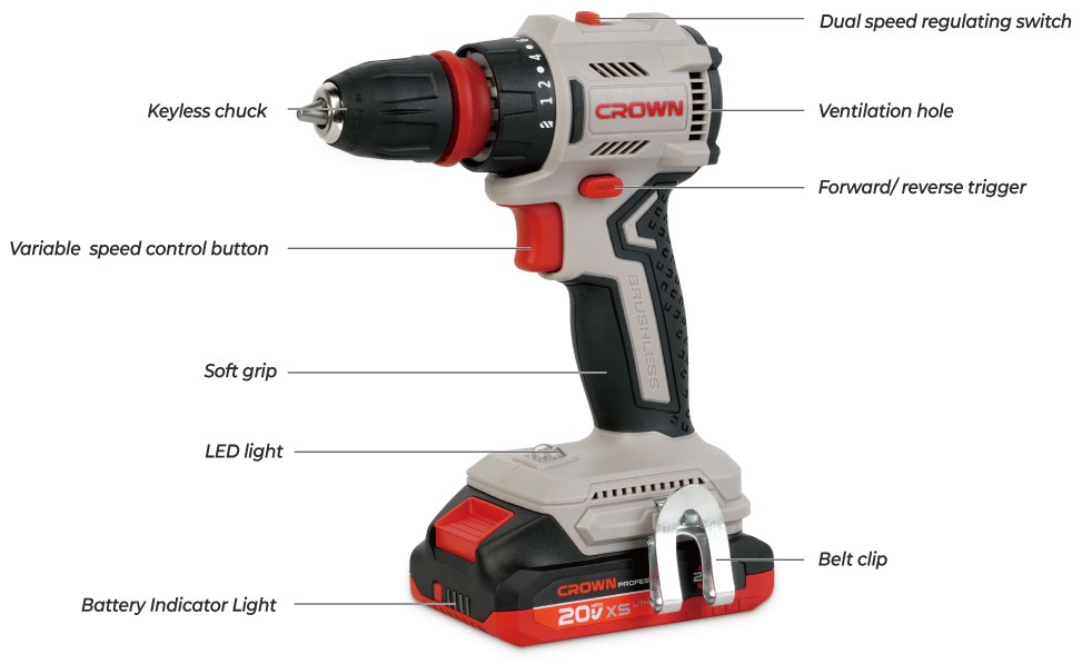 Cordless screwdriver CROWN CT21131XQS-2 BMC, 1/4"