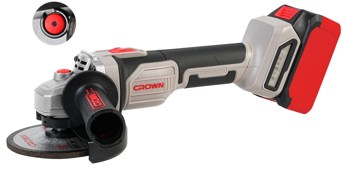 Аккумуляторная углошлифовальная машина (болгарка) CROWN CT23026-125XS-4 BMC, 20 В, 4.0 А·ч, 125 мм
