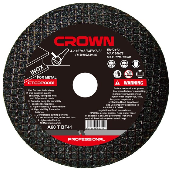 Диск відрізний абразивний CROWN CTCDP0014, 230 мм, посадка 22.2 мм