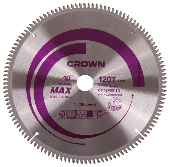 TCT multi-material saw blade CROWN CTTSP0012A, 110 mm, bore 20 mm