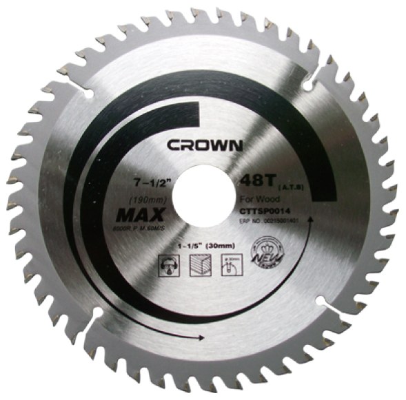Диск пиляльний по дереву TCT CROWN CTTSP0015, 210 мм, посадка 20 мм, 48 зубів