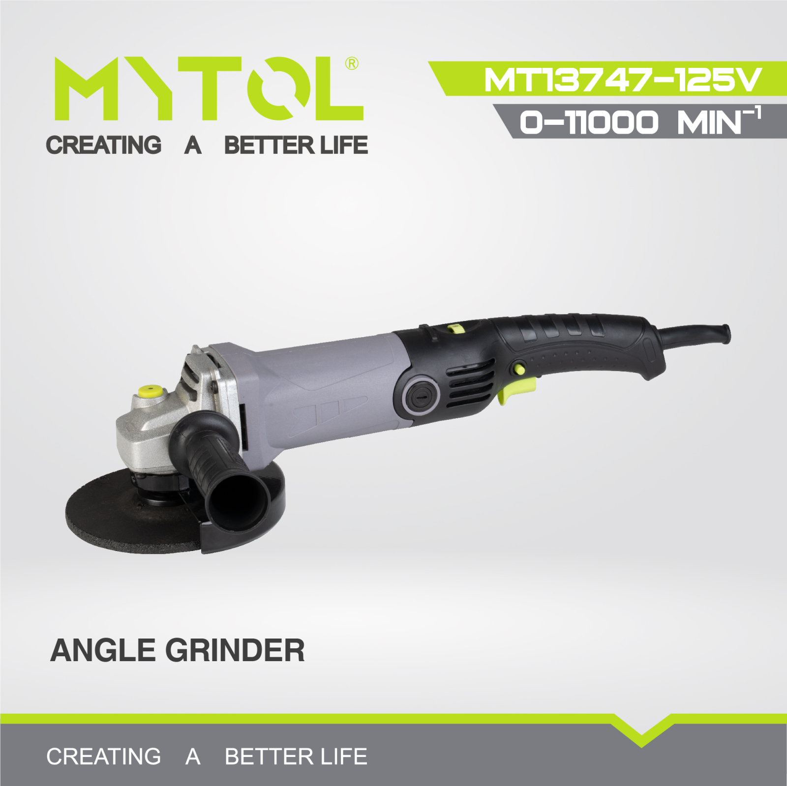 Angle grinder MYTOL MT13747-125V, 600 W, 125 mm